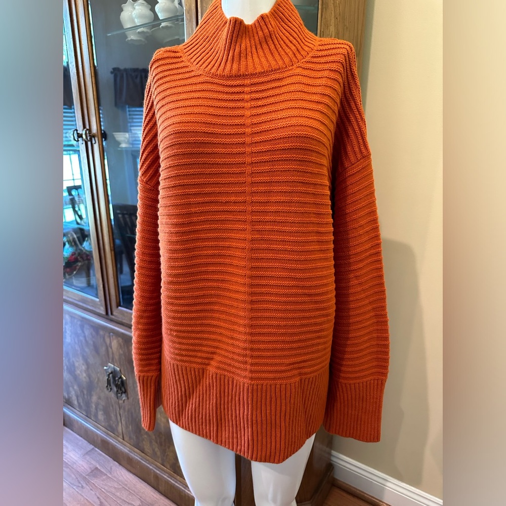 Topshop Women's Ribbed Knit Sweater - Orange size 6